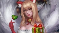 Fondo de pantalla de Ahri Navidad - Perfecto para tu espíritu festivo