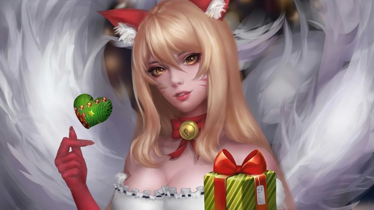 Ahri Christmas Wallpaper - Perfect for Your Holiday Spirit