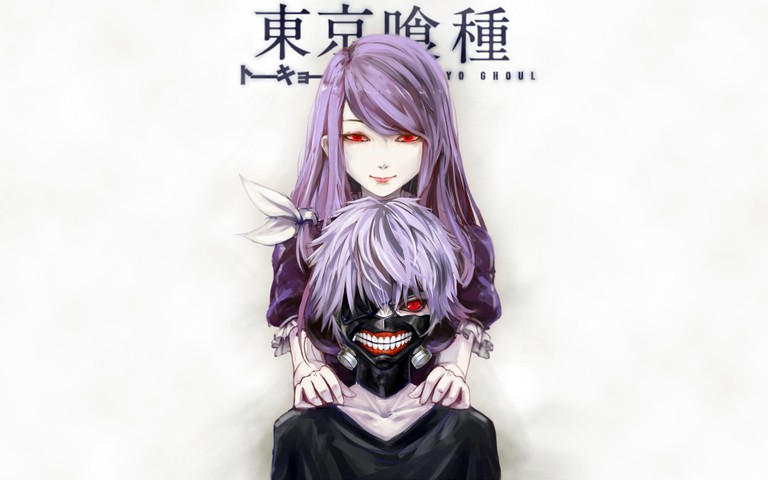 Stunning Tokyo Ghoul Wallpaper Featuring Ken Kaneki and Touka Kirishima