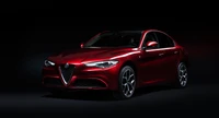 Fondo de Pantalla Alfa Romeo Giulia en 5K con Fondo Oscuro