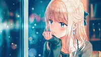 Téléchargez ce Beau Fond d'Écran d'une Fille Blonde en Anime