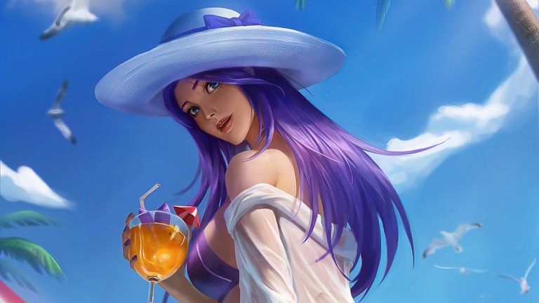 Stunning Caitlyn Pool Party Wallpaper from League of Legends