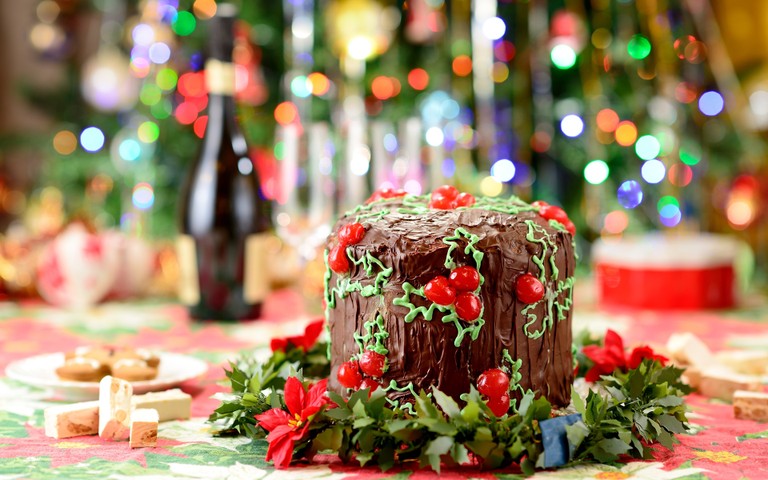 Festive Christmas Chocolate Cake Wallpaper