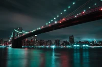 Descarga Impresionante Fondo de Pantalla del Puente de Brooklyn por la Noche