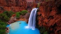 Explore the Majestic Supai Waterfall Wallpaper