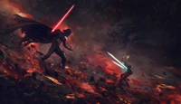 Explorez la bataille épique : Fond d'écran Anakin Skywalker vs Stormtrooper