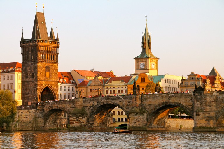 Explore the Iconic Charles Bridge and St. Vitus Cathedral Wallpaper