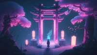 Descarga la Hipnotizante Escena Nocturna de una Puerta Torii Japonesa