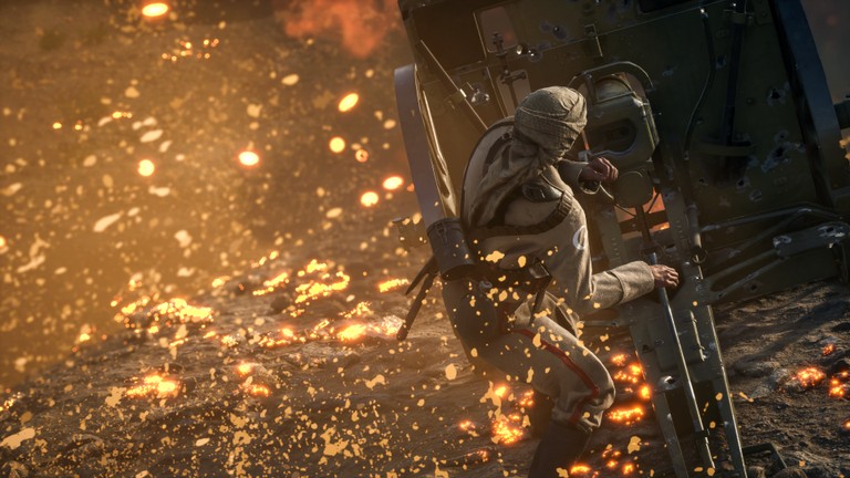 Download Epic Battlefield 1 Wallpaper Featuring Nighttime Action and Explosions