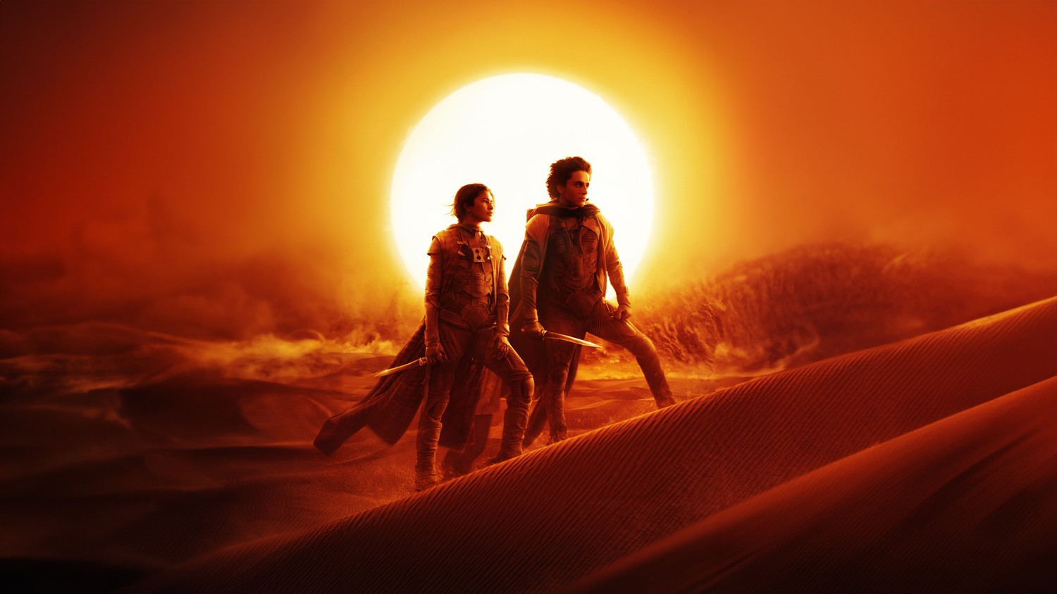 Explore Dune 2 Wallpaper Featuring Timothée Chalamet and Zendaya