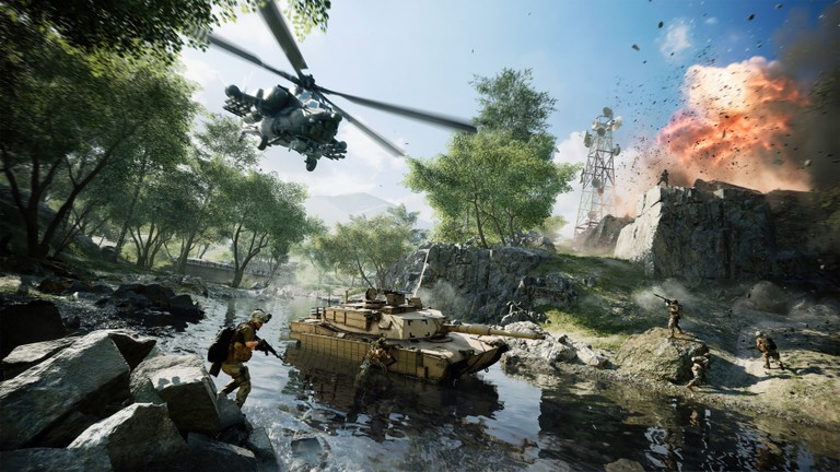 Stunning Battlefield 2042 Wallpaper featuring Tanks and Helicopters