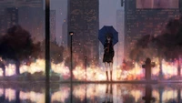 Explorez le Paysage Urbain Enchanteur sous la Pluie avec Ken Kaneki