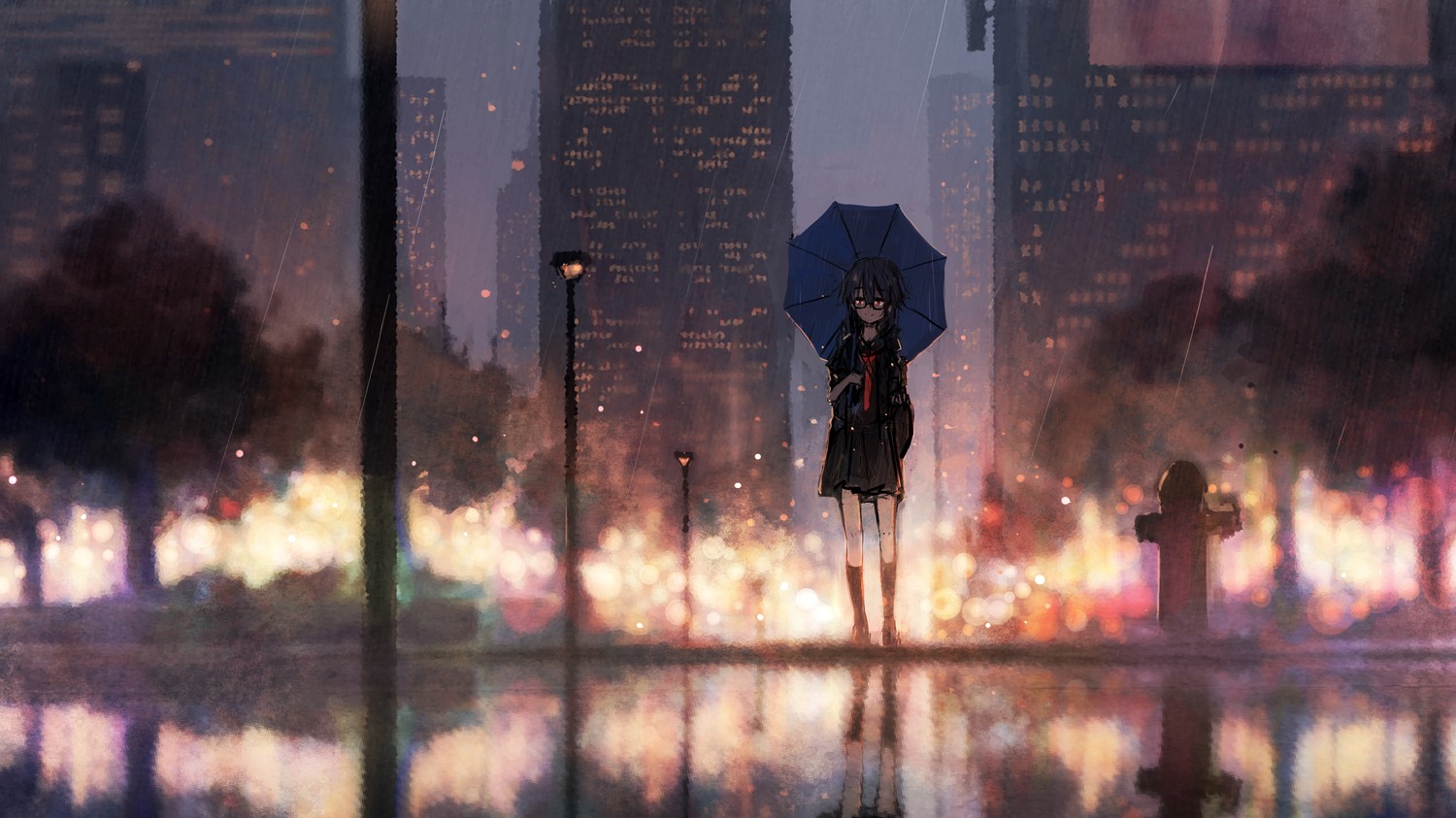 Explore the Enchanting Rainy Cityscape with Ken Kaneki