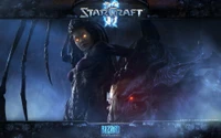 Fondo de pantalla épico de StarCraft con Sarah Kerrigan y Zerg