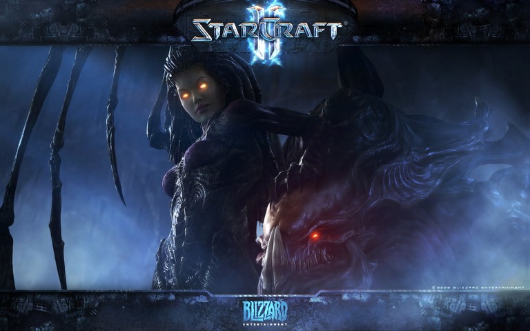 Epic StarCraft Wallpaper featuring Sarah Kerrigan and Zerg