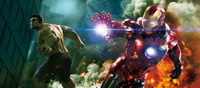 Epic Hulk and Iron Man Wallpaper for Fans of the Marvel Cinematic Universe