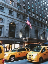 Vibrant Yellow Cab in the Heart of the City