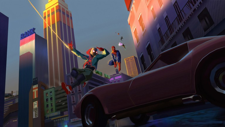 Miles Morales in Action: Spider-Man Into the Spider-Verse Wallpaper