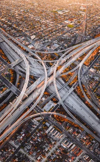 Discover a Breathtaking Aerial Wallpaper of Los Angeles Freeways