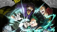 Descarga impresionante fondo de pantalla de My Hero Academia con Overhaul, Kai Chisaki, Izuku Midoriya y Mirio Togata