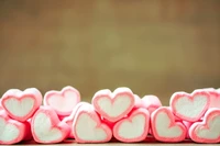 Download Adorable Pink Heart Marshmallow Wallpaper