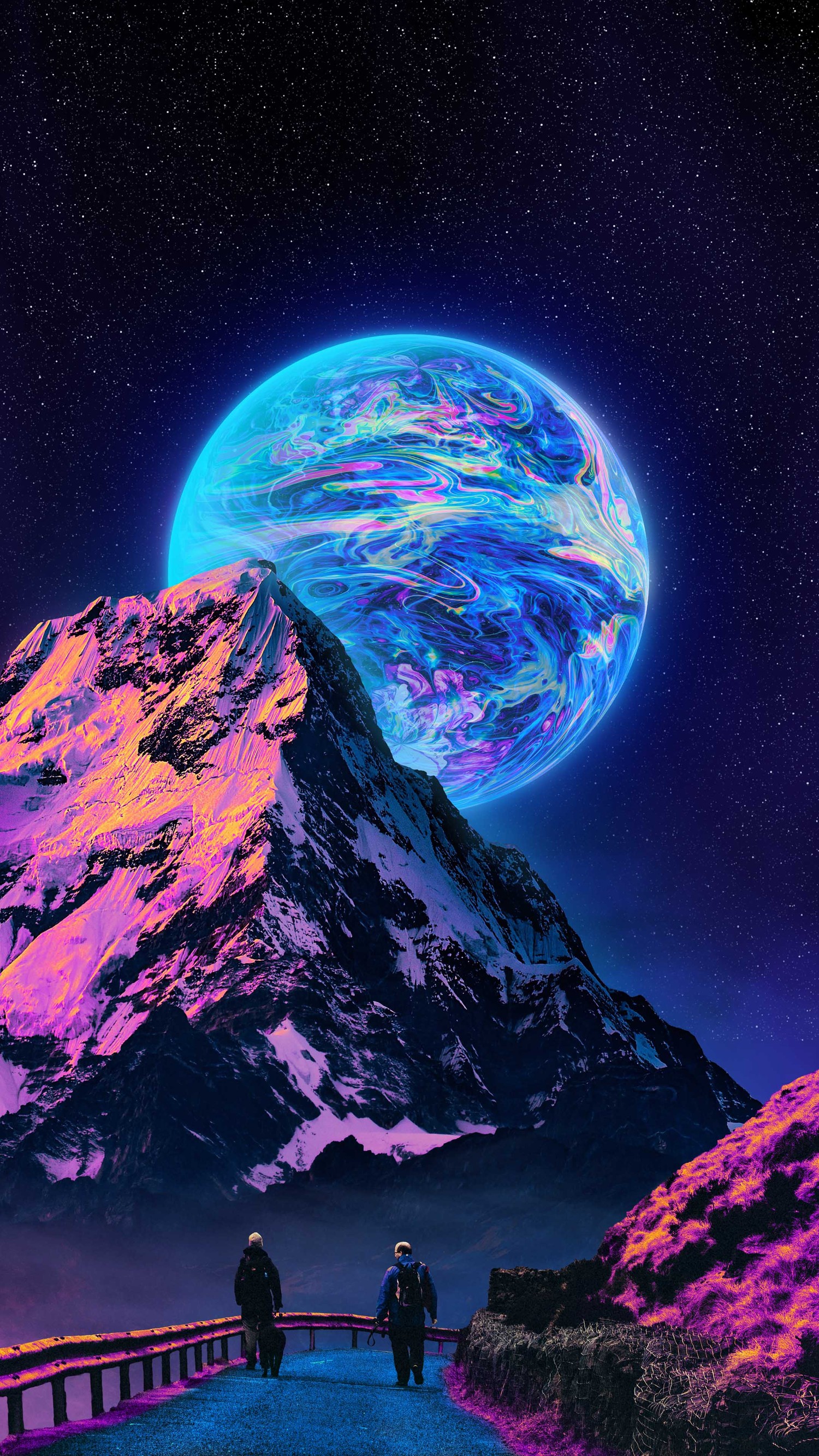 Explore the Vibrant Cosmic Mountain Landscape