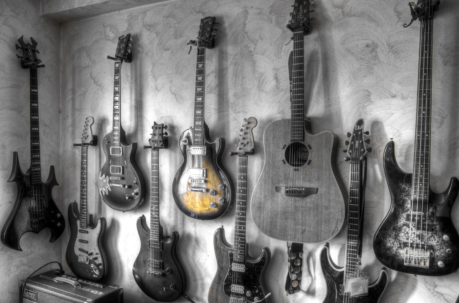 Explore Our Unique Black and White Guitar Wallpaper