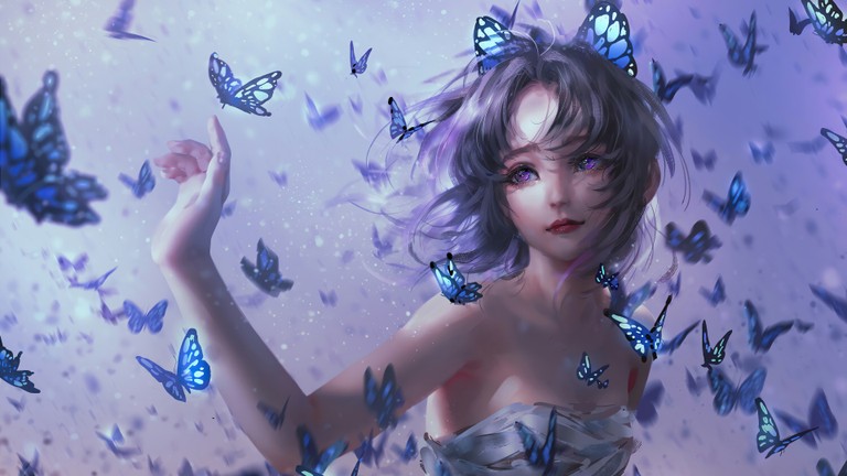 Download Stunning Shinobu Kocho Wallpaper with Butterflies