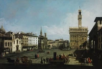 Explore the Beauty of Venice: Town Square Oil Painting Wallpaper