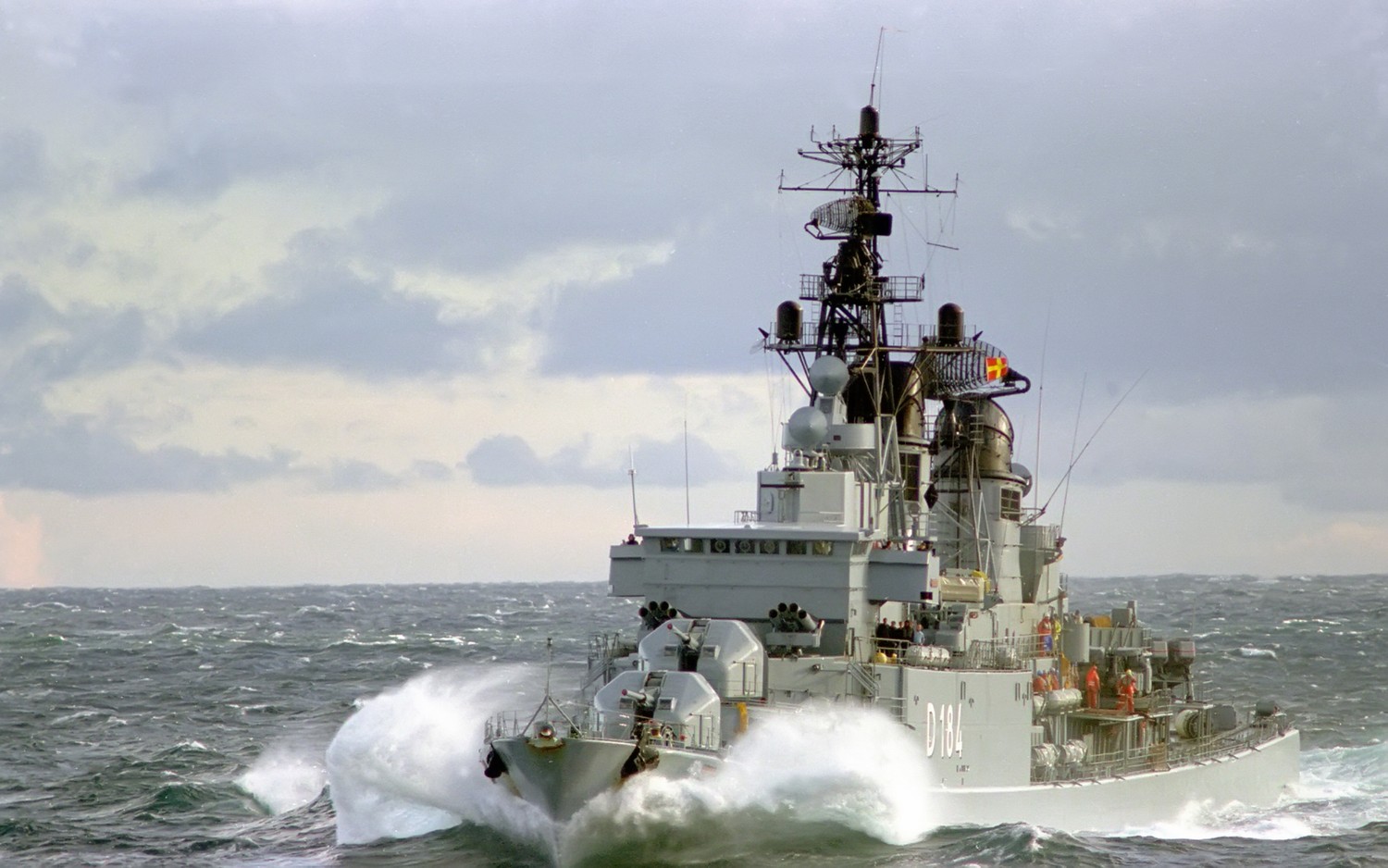 Stunning Warship Wallpaper: Navy Destroyer at Sea