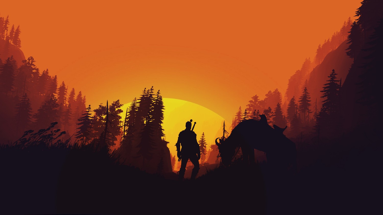 Download Epic Minimalist Wallpaper from The Witcher 3: Wild Hunt