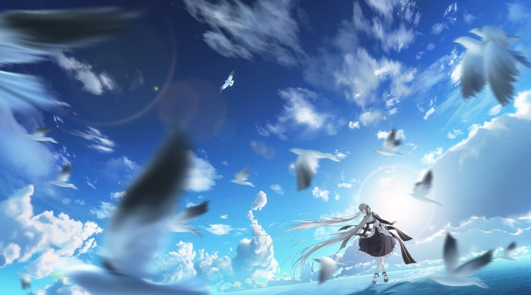 Breathtaking Anime Landscape with Sunlight and Clouds