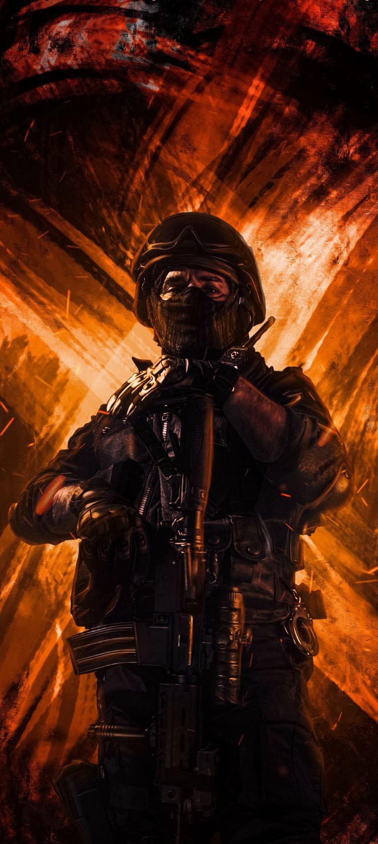 Epic Action Film Wallpaper: Dark Soldier Ready for Action