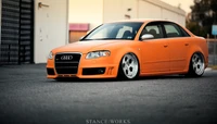 Audi RS4: Eye-Catching Orange Sedan Wallpaper