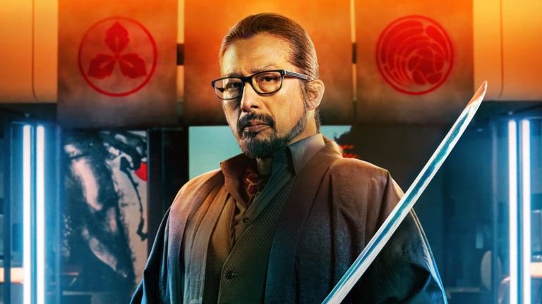 John Wick Chapter 4 Wallpaper Featuring Hiroyuki Sanada as Shimazu