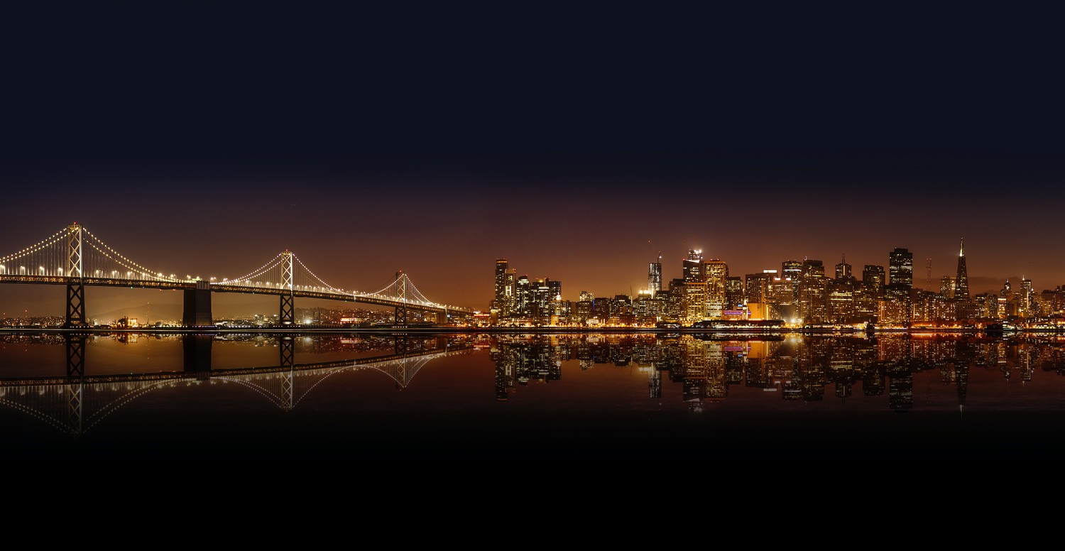 Breathtaking 5K Wallpaper of San Francisco Oakland Bay Bridge at Night