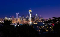 Fonds d'écran haute qualité de la skyline de Seattle la nuit