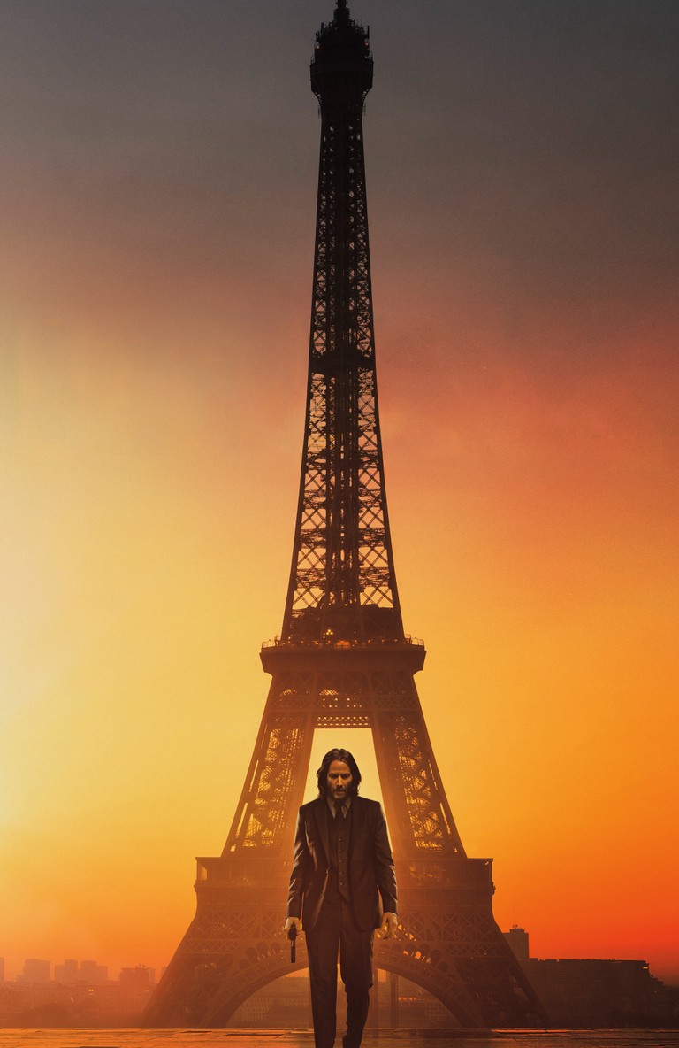 Stunning John Wick Chapter 4 Wallpaper Featuring the Eiffel Tower