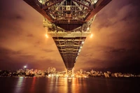 Espectacular Puente de la Bahía de Sídney iluminado por la noche