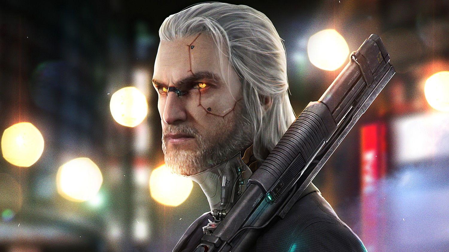 Fond d'écran Cyberpunk Geralt de Rivia - The Witcher 3 Wild Hunt