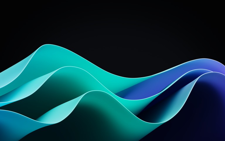 4K Teal Waves Wallpaper: Perfect for Dark Mode on Windows 11