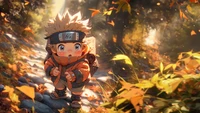 Download Chibi Naruto Uzumaki Autumn Wallpaper in Stunning 4K