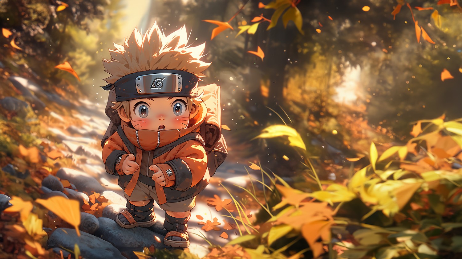 Download Chibi Naruto Uzumaki Autumn Wallpaper in Stunning 4K