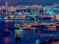 Hermoso Paisaje Nocturno de Hong Kong