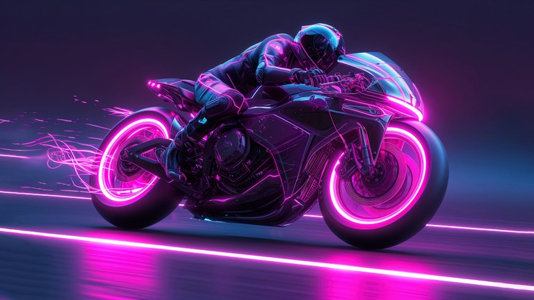 Download Our Stunning Neon Motorcycle Ride Wallpaper