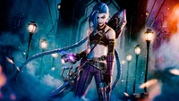 Explorez Notre Fond d'Écran Coloré de Jinx de Arcane: League of Legends