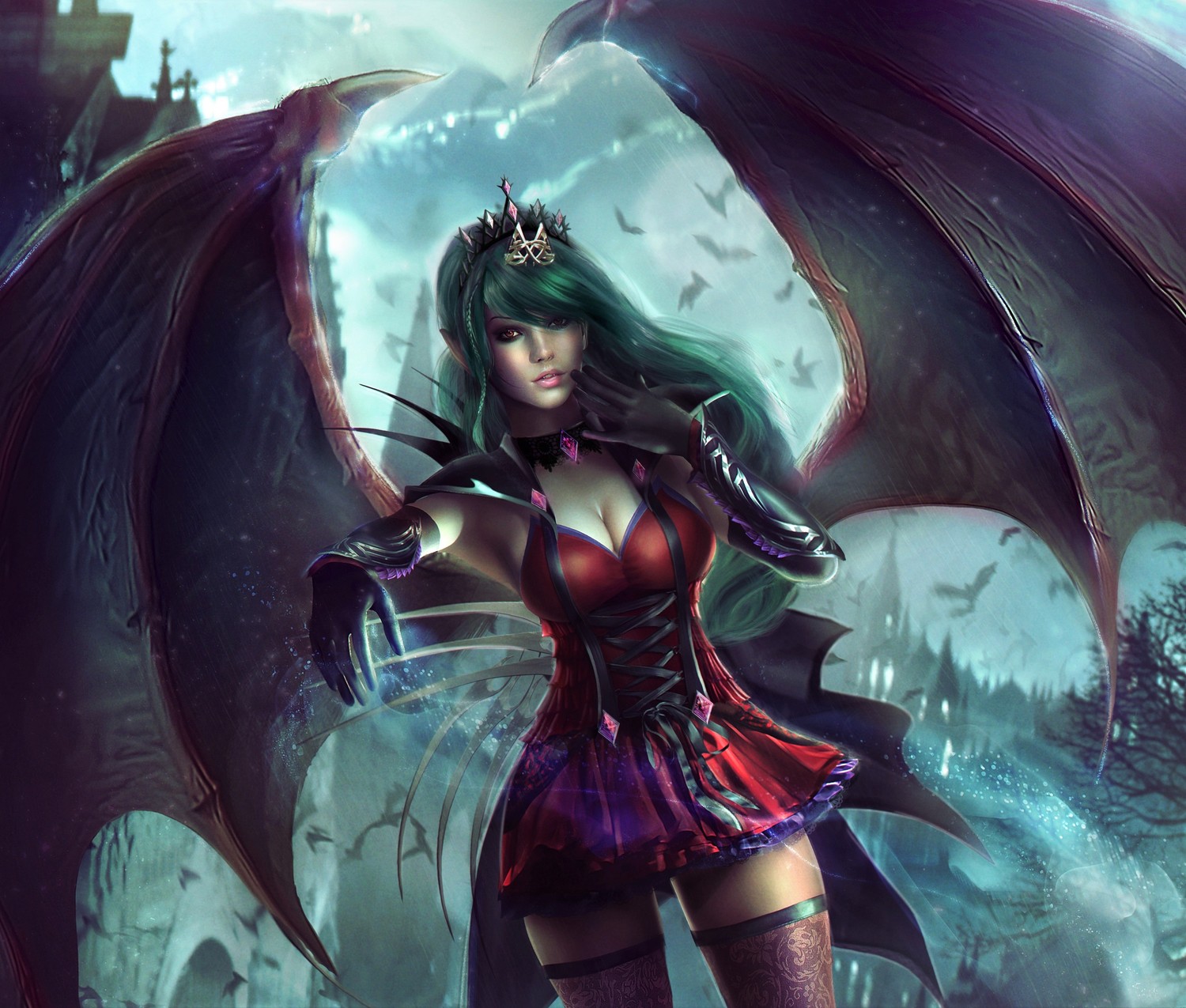 Elegant Vampire Woman Warrior Wallpaper