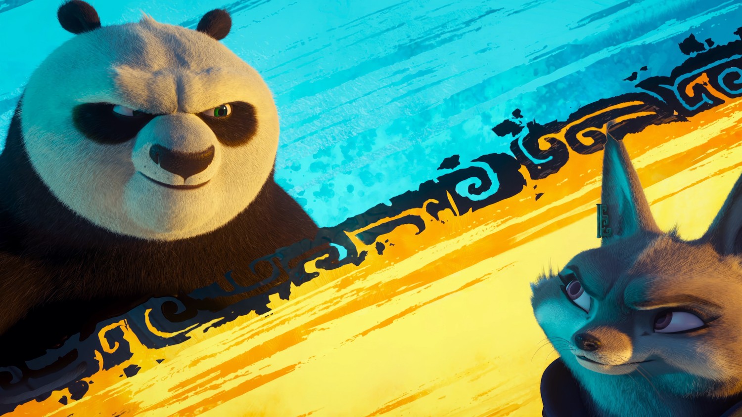 Superbe fond d'écran Kung Fu Panda 4 avec Po et Zhen