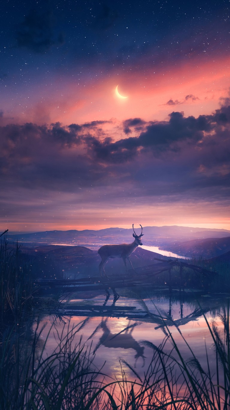 Breathtaking Twilight Scene Featuring a Majestic Deer