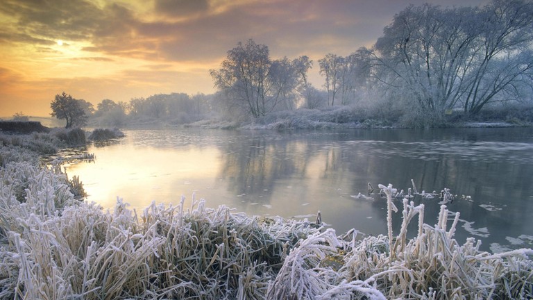 Beautiful Winter Morning Reflections on Water